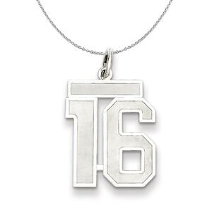 Sterling Silver, Jersey Collection, Medium Number 16 Necklace - 24 In